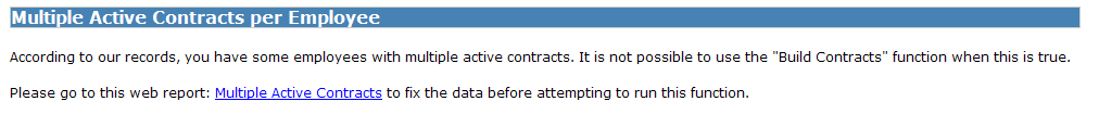 Sample multiple contract error message