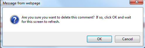 Image of "are you sure you want to delete this comment" window