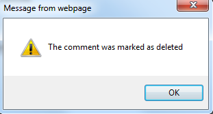 Image of delete comment confirmation window