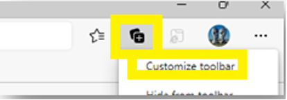 Edge customize toolbar