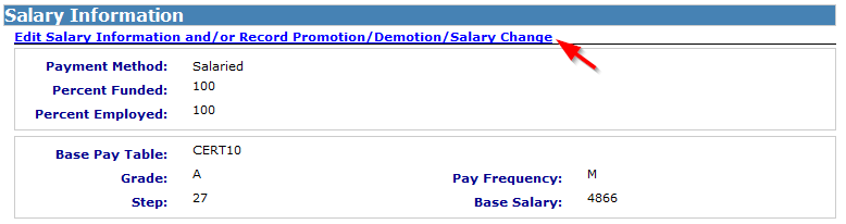 Sample of Edit Salary Info and or Record change form