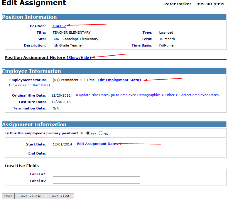 Image of assignment edit screen