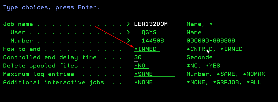 Sample of AS400 job end field