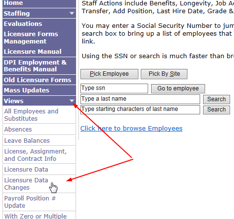 Image of employee page view screen