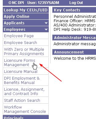 Image of finding module link in employee page