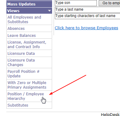 Image of position/employee hierarchy webpage location