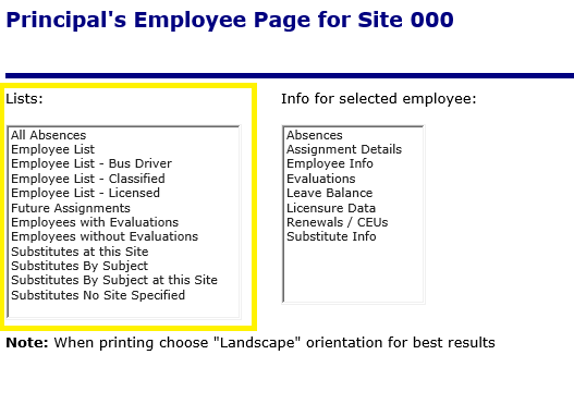 Image of Principal Employee Page Lists