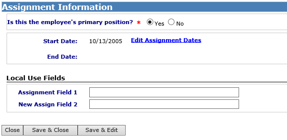 Sample assignment screen