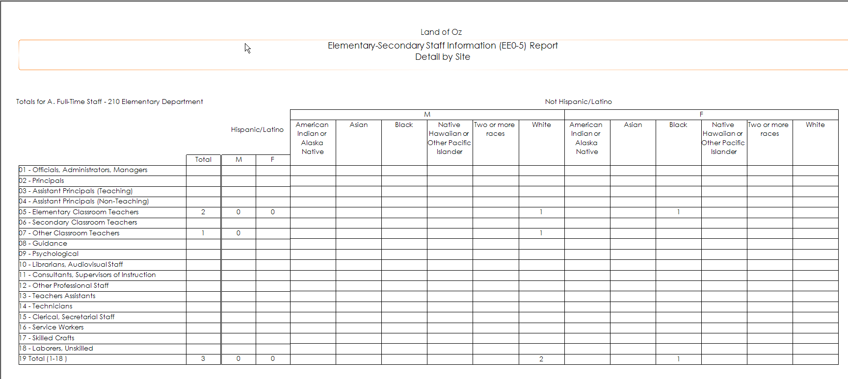 Image of EEO-5 Detail by Site Report-Summary Page
