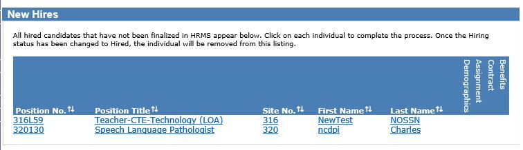 new hire list