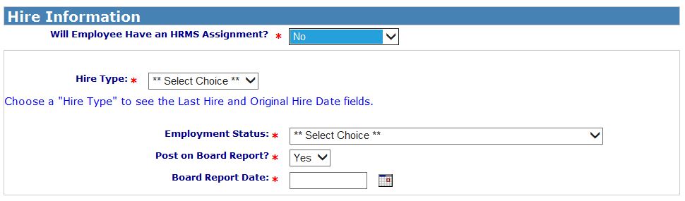 Sample of new hire if no assignment