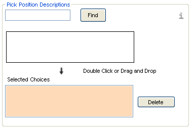 Sample of pick position description fields