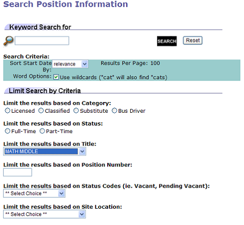 Image of position search page