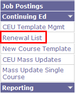 Image of where to find renewal list on HRMS home page