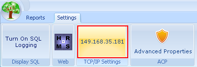 Image of tcp/ip settings on Reporting Tool