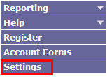 Settings link on HRMS home page